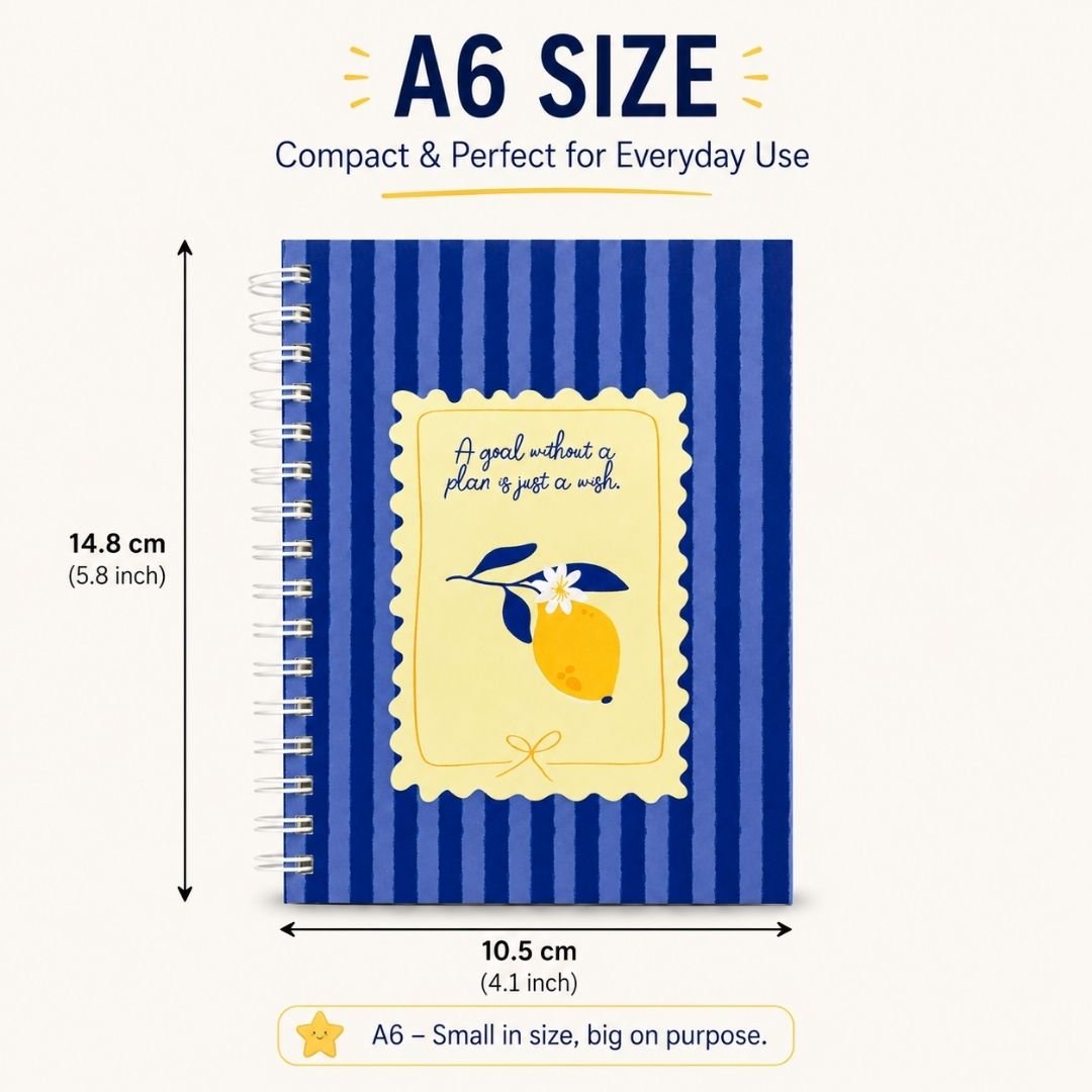 A6 Spiral Notebook – [Goals] | 160 Pages | 80 GSM | Hardcover | Unruled - Bop Canvases