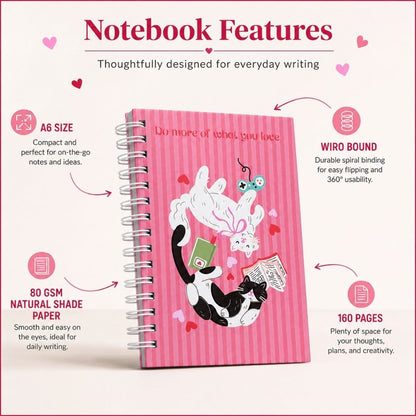 A6 Spiral Notebook – [Sleepy Cat] | 160 Pages | 80 GSM | Hardcover | Unruled - Bop Canvases