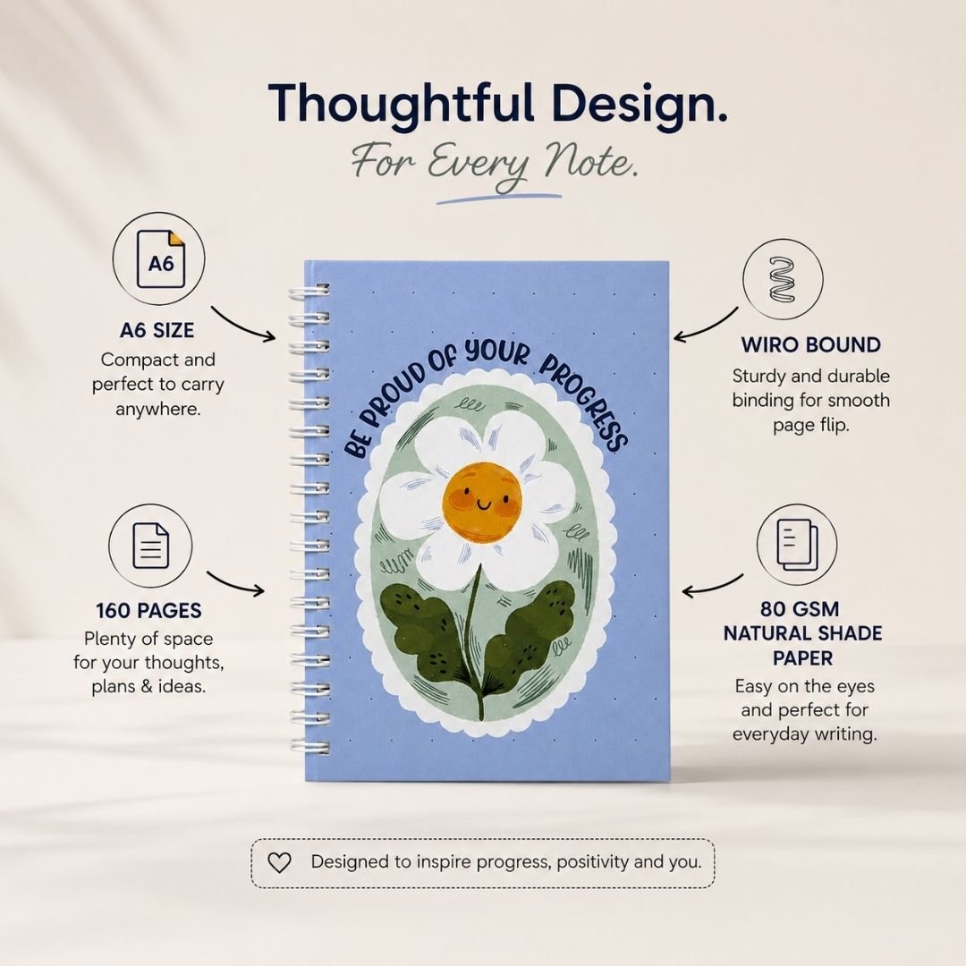 A6 Spiral Notebook – [Sunny] | 160 Pages | 80 GSM | Hardcover | Unruled - Bop Canvases