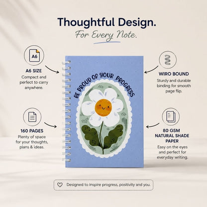 A6 Spiral Notebook – [Sunny] | 160 Pages | 80 GSM | Hardcover | Unruled - Bop Canvases