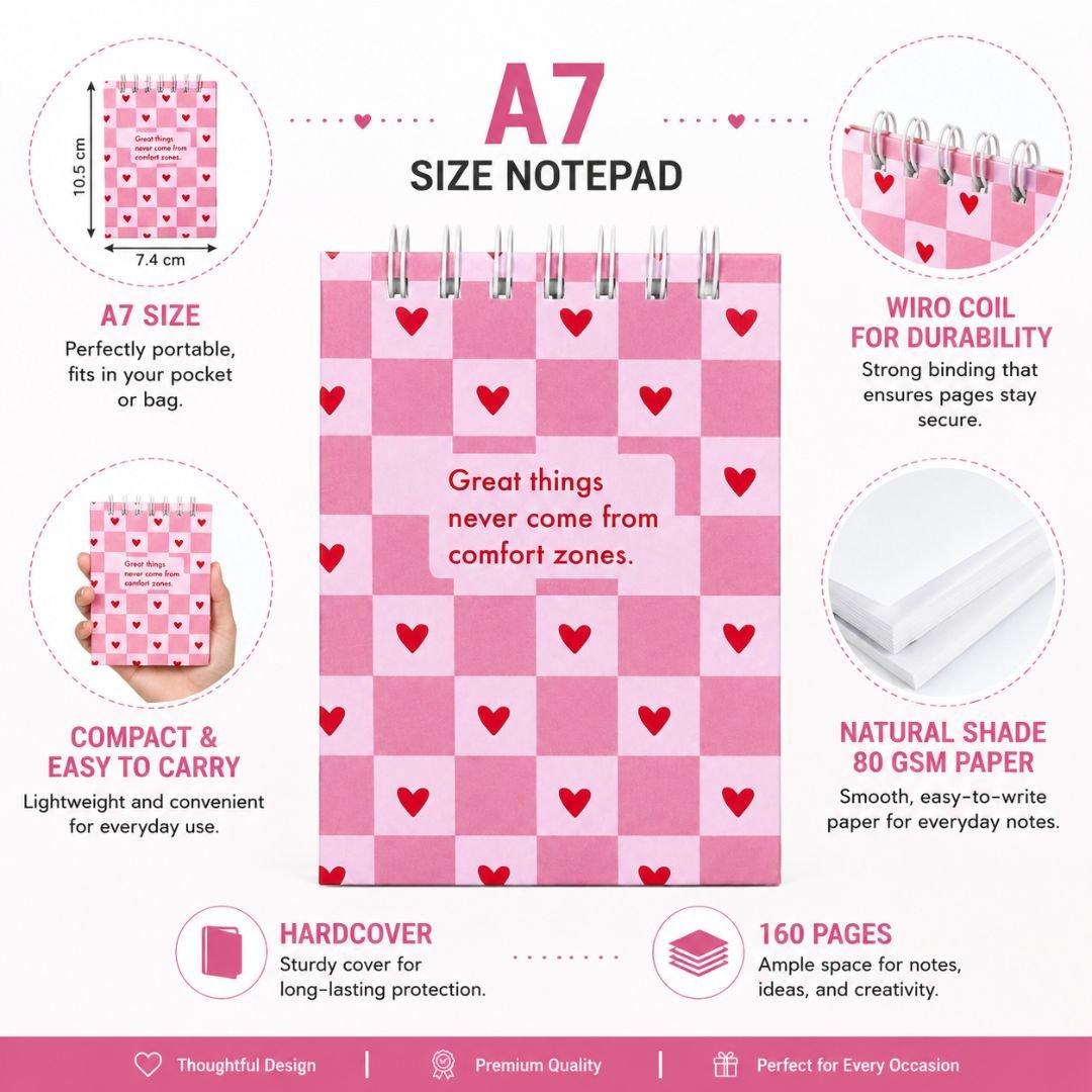 A7 Pocket Notepad – [Hearty] | Hardcover | 160 Pages | 80 GSM Paper - Bop Canvases