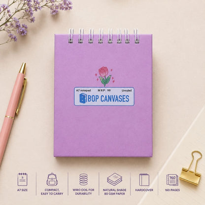 A7 Pocket Notepad – [My Notes] | Hardcover | 160 Pages | 80 GSM Paper - Bop Canvases