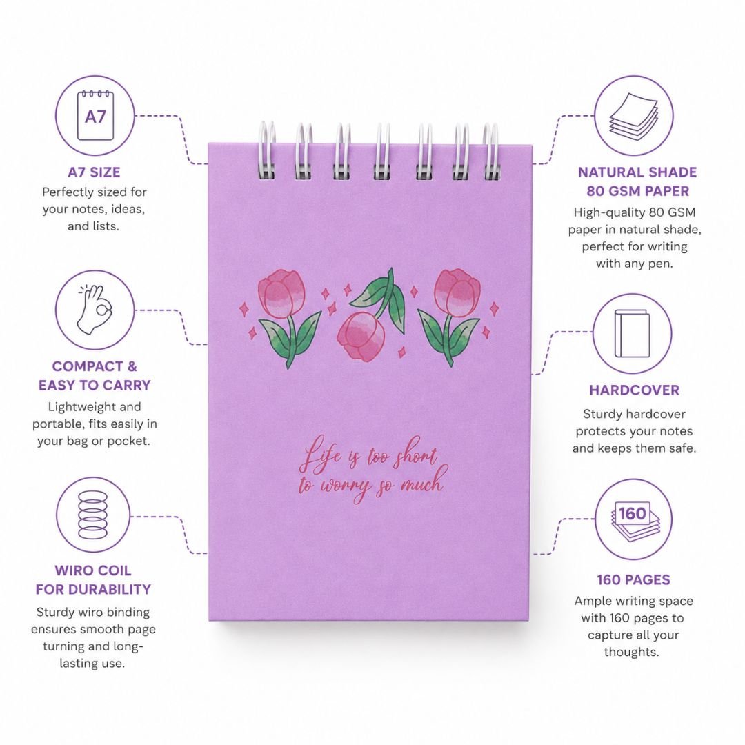 A7 Pocket Notepad – [My Notes] | Hardcover | 160 Pages | 80 GSM Paper - Bop Canvases