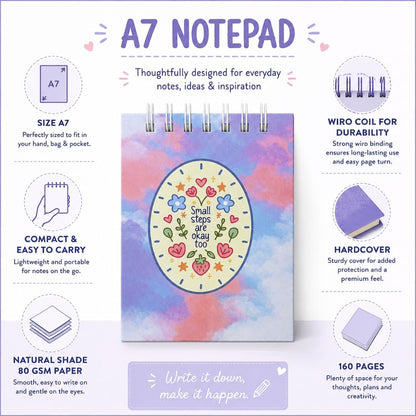 A7 Pocket Notepad – [Small Step] | Hardcover | 160 Pages | 80 GSM Paper - Bop Canvases