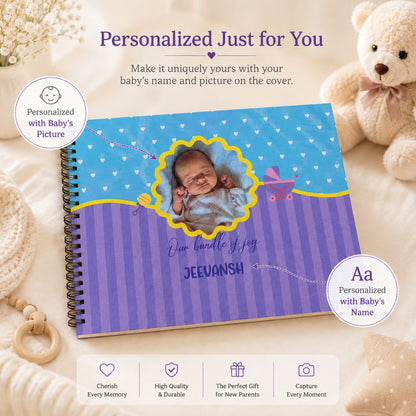Baby memory book | Personalized with name and picture | 0 to 4 years | A4 Size (Our bundle of joy - Pink ) - Bop Canvases
