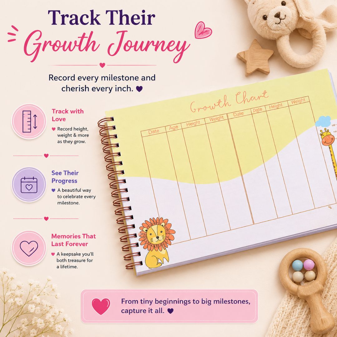 Baby memory book | Personalized with name and picture | 0 to 4 years | A4 Size (Our bundle of joy - Purple) - Bop Canvases