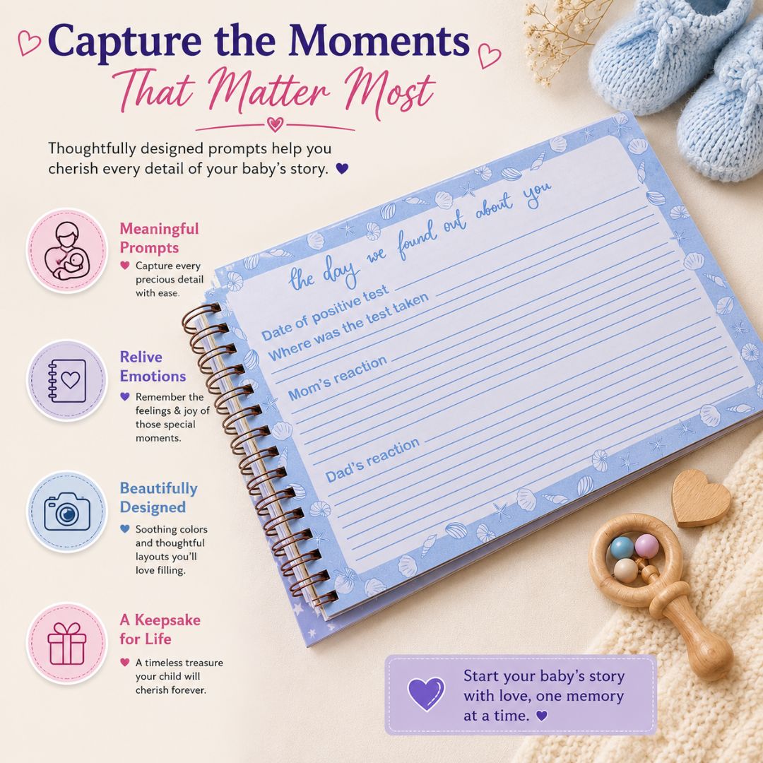 Baby memory book | Personalized with name and picture | 0 to 4 years | A4 Size (Our bundle of joy - Purple) - Bop Canvases