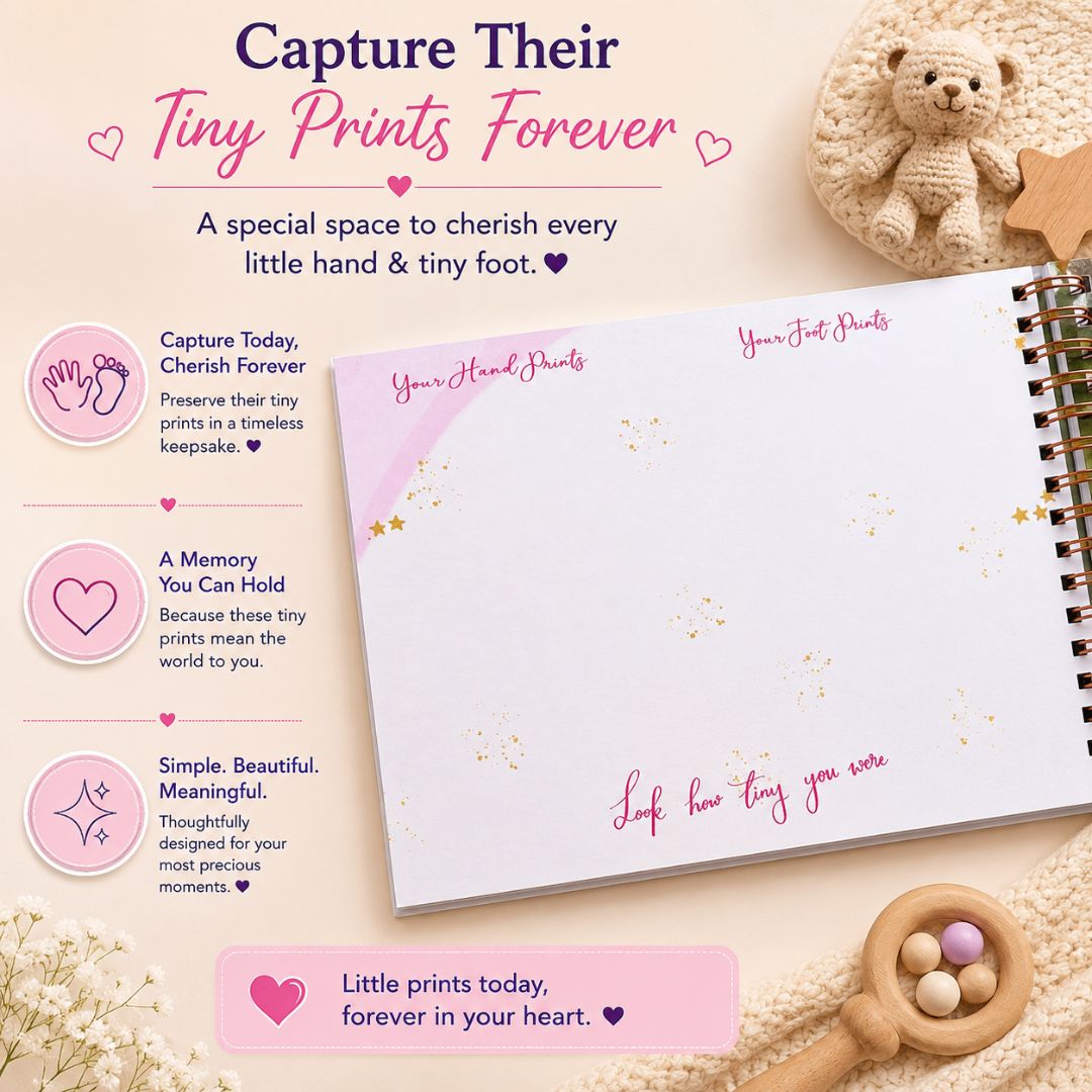 Baby memory book | Personalized with name and picture | 0 to 4 years | A4 Size (Our bundle of joy - Purple) - Bop Canvases