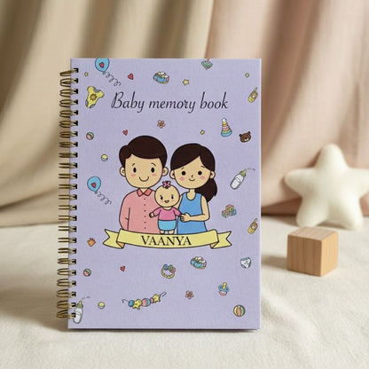 Baby memory book | Personalized with the name | 0 to 4 years | A5 Size | Lilac - Bop Canvases