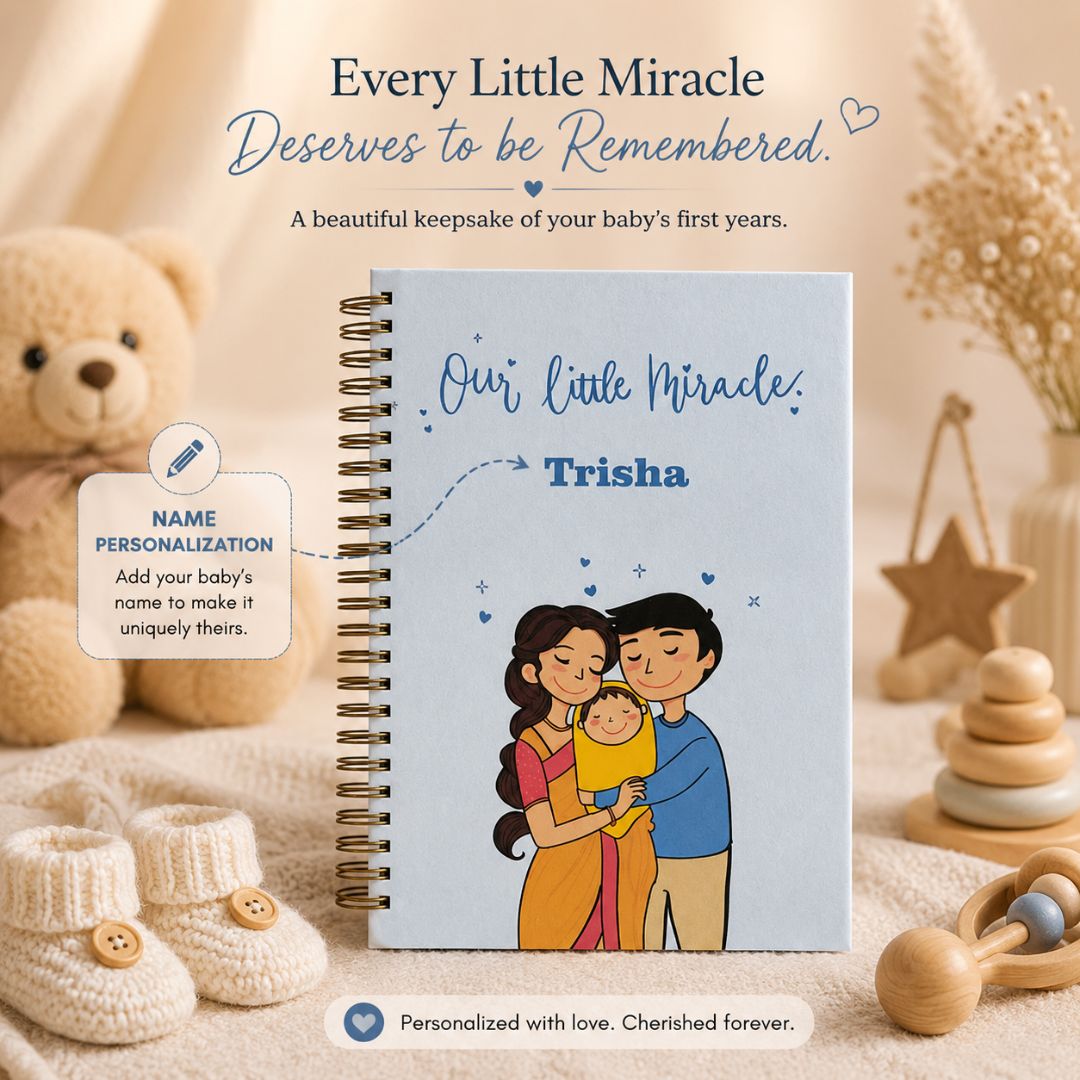 Baby memory book | Personalized with the name | 0 to 4 years | A5 Size | Little Family - Bop Canvases
