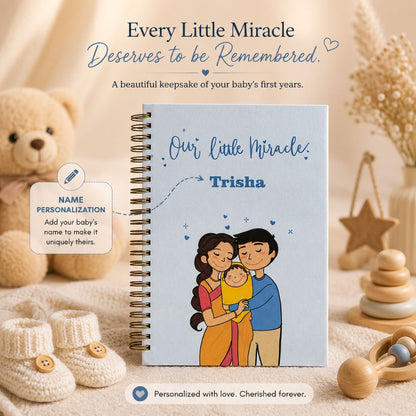 Baby memory book | Personalized with the name | 0 to 4 years | A5 Size | Little Family - Bop Canvases