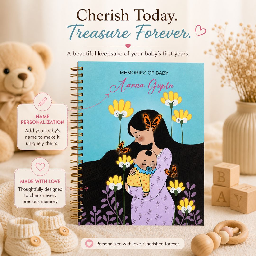 Baby memory book | Personalized with the name | 0 to 4 years | A5 Size | Memories of baby - Bop Canvases