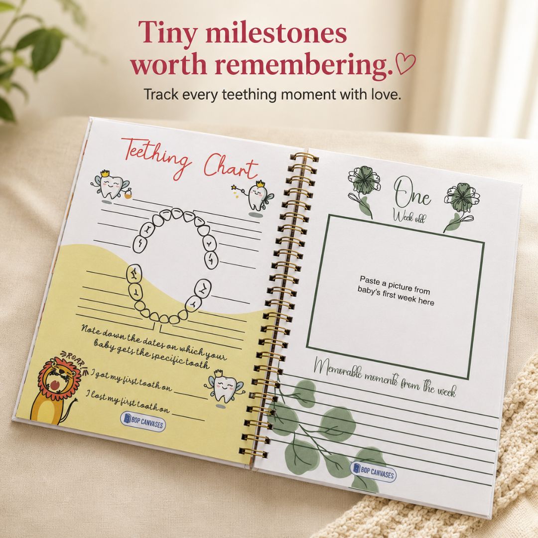 Baby memory book | Personalized with the name | 0 to 4 years | A5 Size | Memories of baby - Bop Canvases
