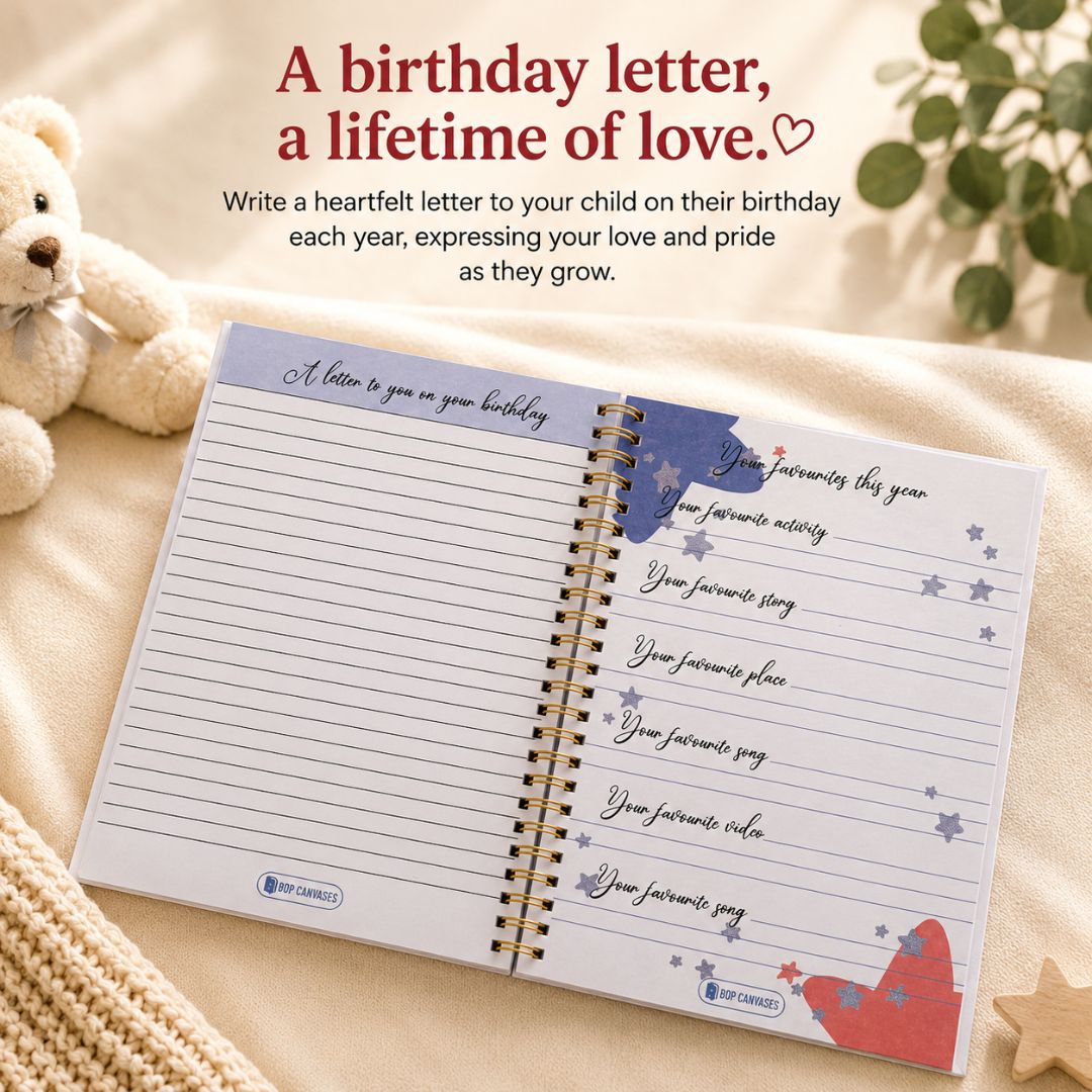 Baby memory book | Personalized with the name | 0 to 4 years | A5 Size | Memories of baby - Bop Canvases
