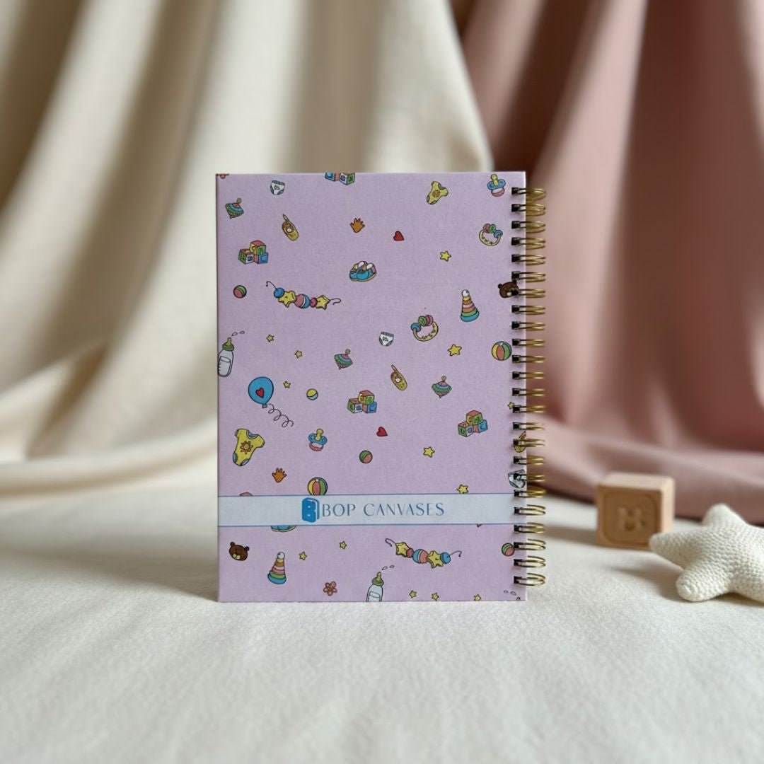 Baby memory book | Personalized with the name | 0 to 4 years | A5 Size | Sleepy baby pink - Bop Canvases