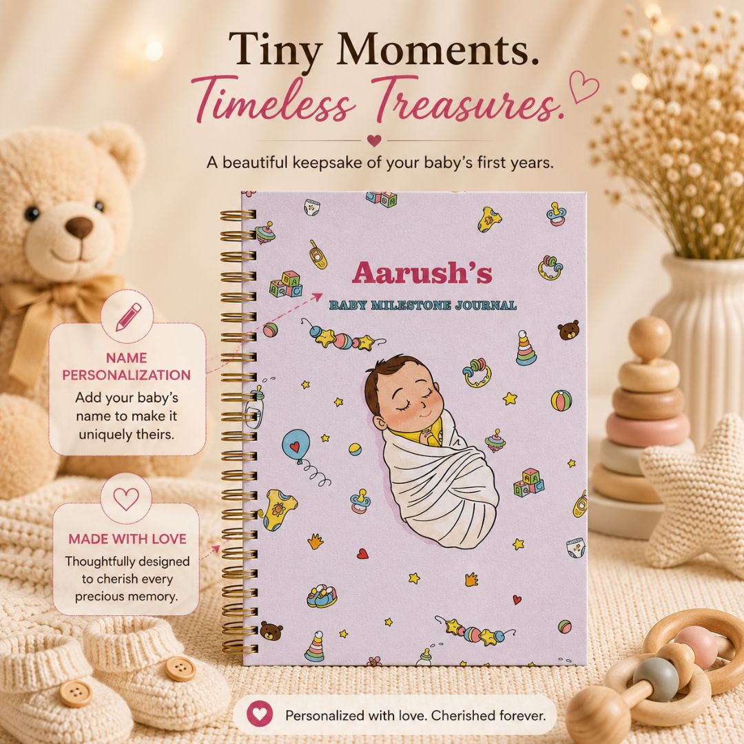 Baby memory book | Personalized with the name | 0 to 4 years | A5 Size | Sleepy baby pink - Bop Canvases