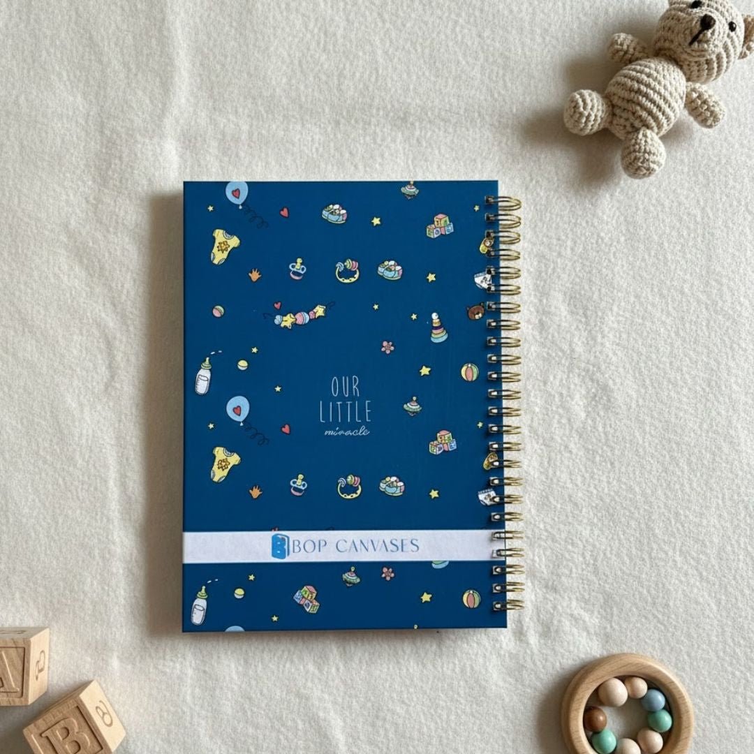Baby memory book | Personalized with the name | 0 to 4 years | A5 Size | Space Blue - Bop Canvases