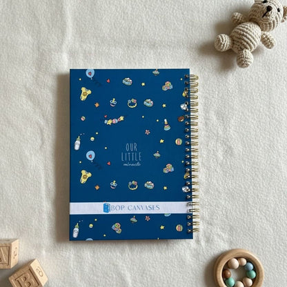 Baby memory book | Personalized with the name | 0 to 4 years | A5 Size | Space Blue - Bop Canvases