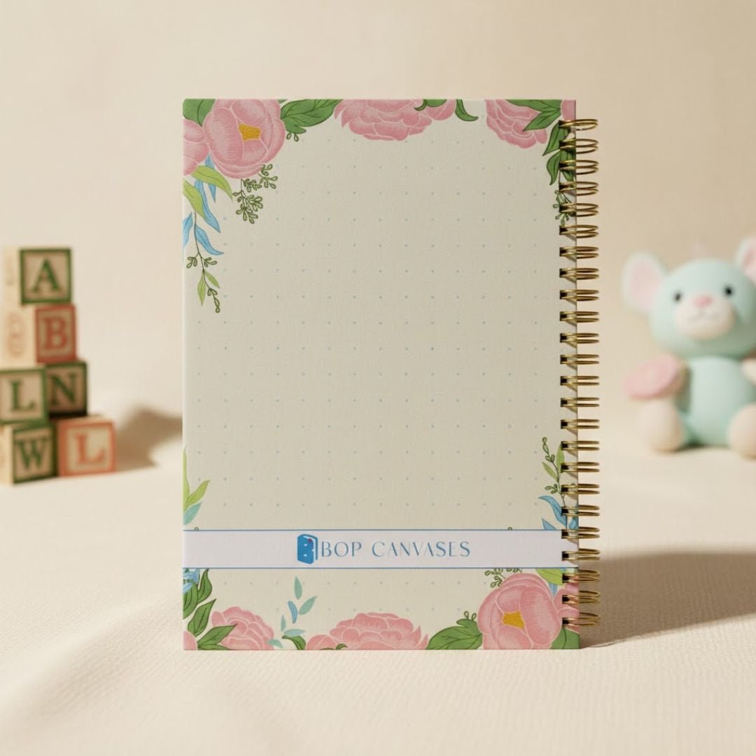 Baby memory book | Personalized with the picture & name | 0 to 4 years | A5 Size | Beige - Bop Canvases