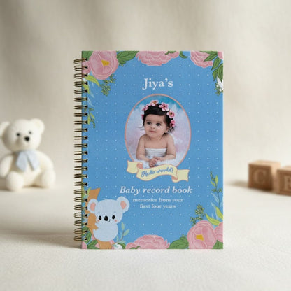 Baby memory book | Personalized with the picture & name | 0 to 4 years | A5 Size | Blue - Bop Canvases