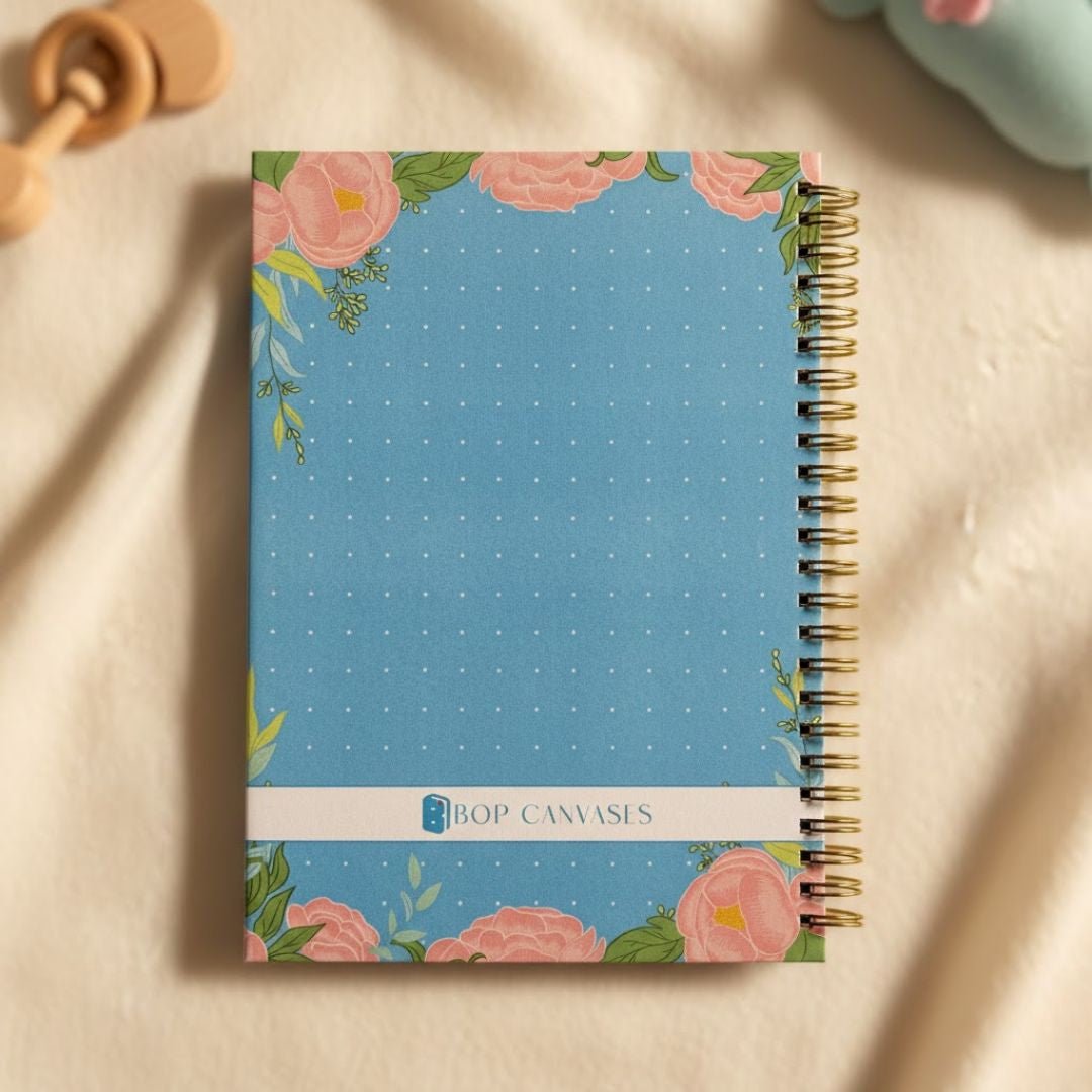 Baby memory book | Personalized with the picture & name | 0 to 4 years | A5 Size | Blue - Bop Canvases