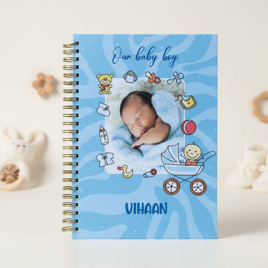 Baby memory book | Personalized with the picture & name | 0 to 4 years | A5 Size | Little Moments - Bop Canvases