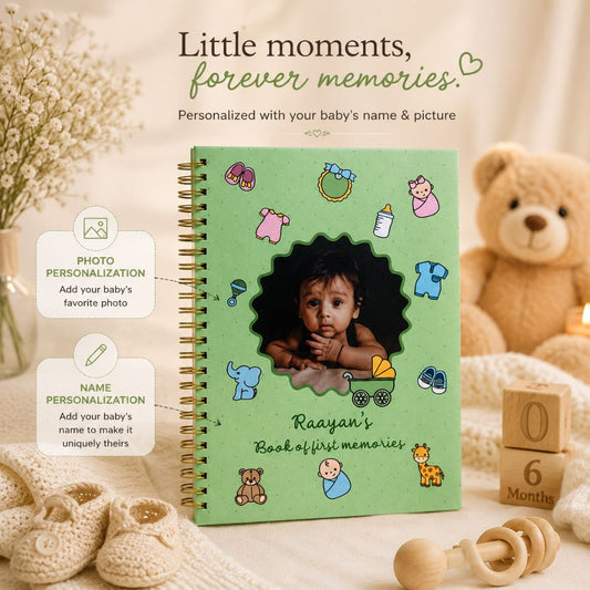 Baby memory book | Personalized with the picture & name | 0 to 4 years | A5 Size | My First Memories - Bop Canvases