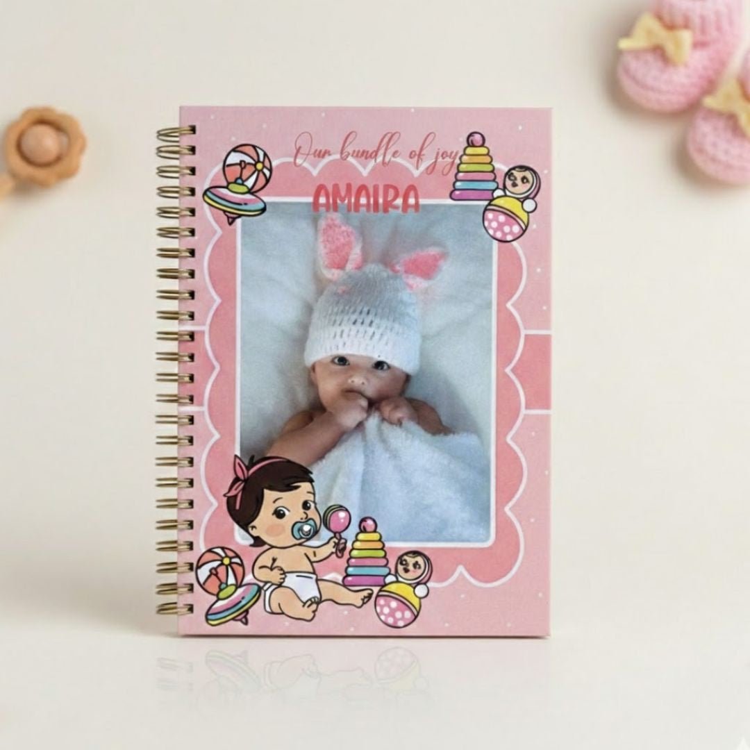 Baby memory book | Personalized with the picture & name | 0 to 4 years | A5 Size | Sweet Beginnings - Bop Canvases