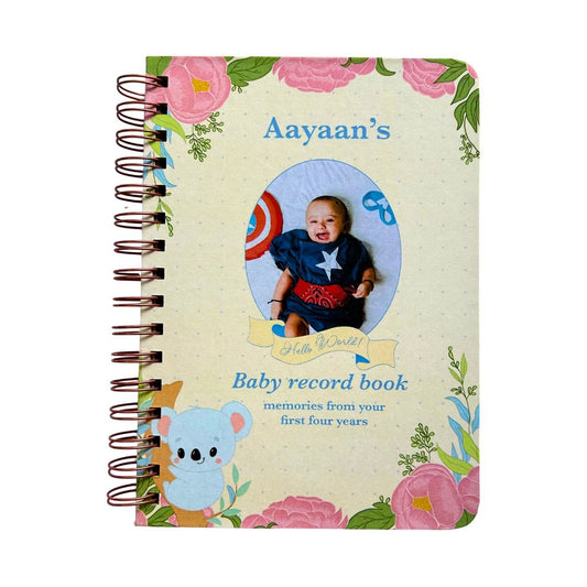 Baby memory book | Personalized with the picture & name of your child | 0 to 4 years | A5 Size | Beige - Bop Canvases