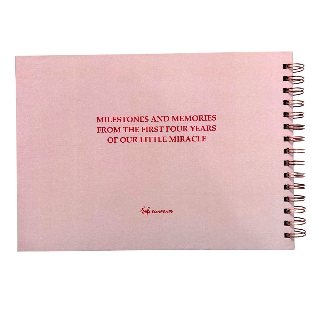 Baby Milestone Journal - Pink | 0 to 4 years | A4 Size - Bop Canvases