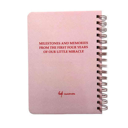 Baby Milestone Journal - Pink | 0 to 4 years | A5 Size - Bop Canvases