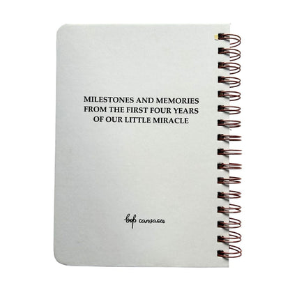 Baby Milestone Journal - White | 0 to 4 years | A5 Size - Bop Canvases