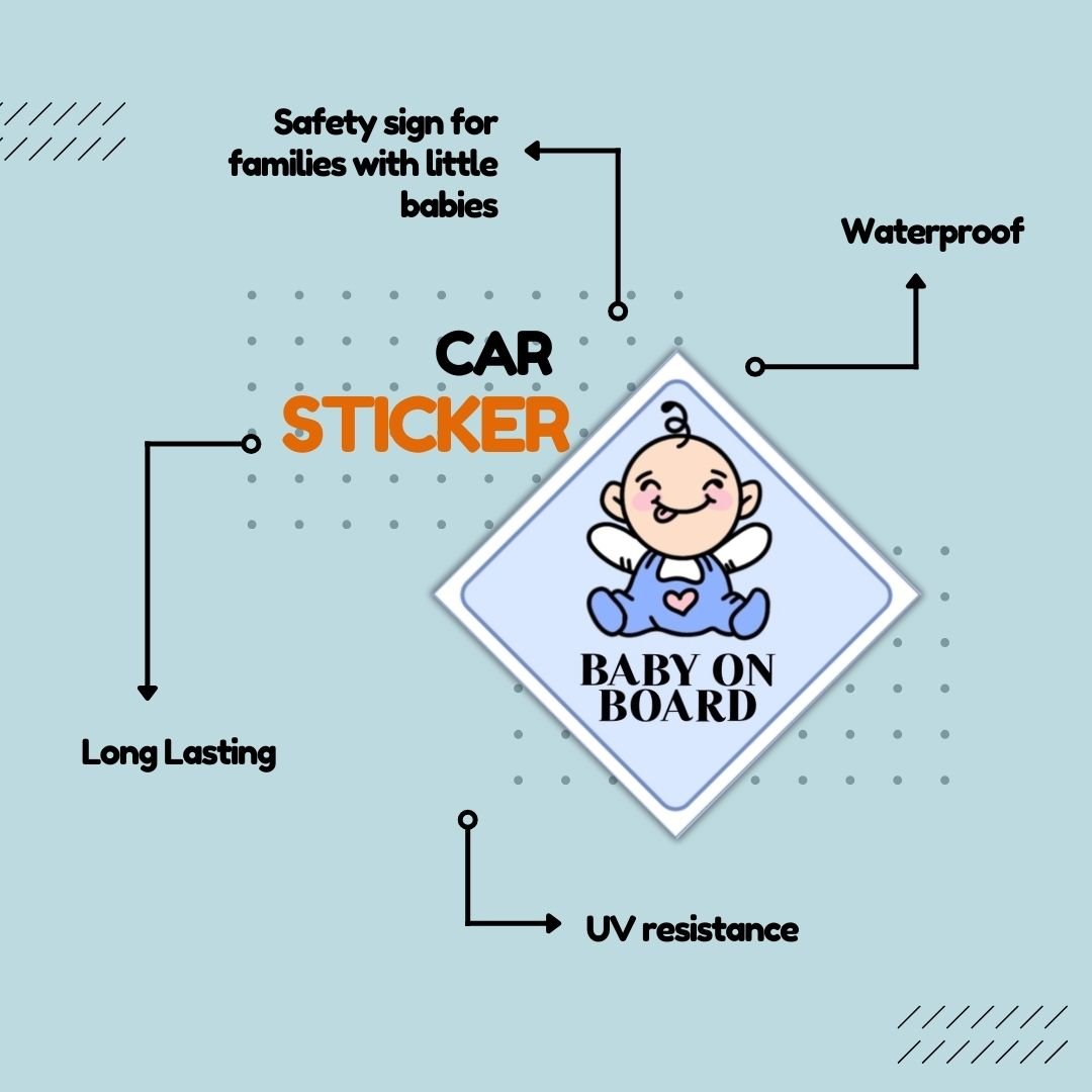 Baby on Board Car Sticker (Blue) - Bop Canvases