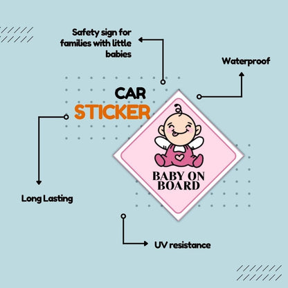 Baby on Board Car Sticker (Pink) - Bop Canvases