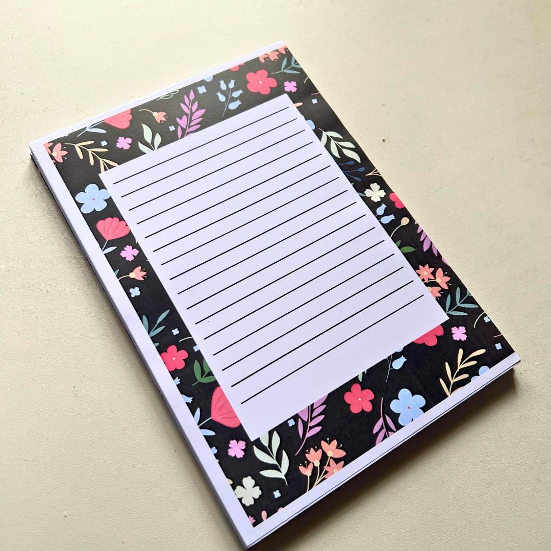 Black floral | A5 notepad - Bop Canvases