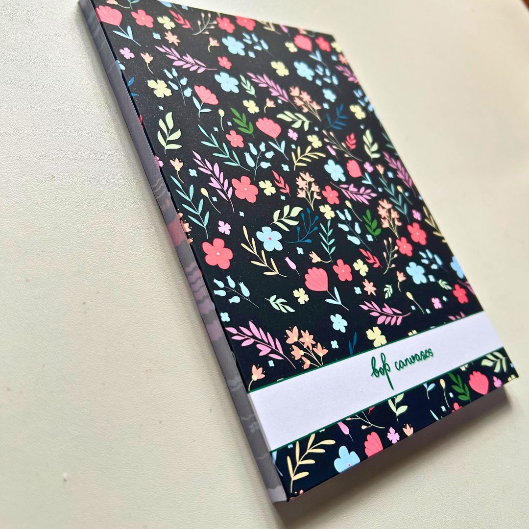 Black floral | A5 notepad - Bop Canvases