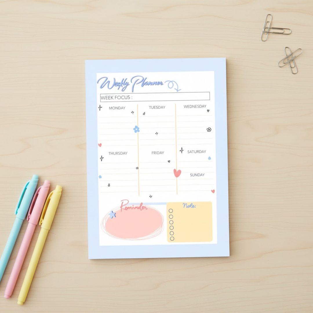 Weekly planner | Blue | A5 notepad