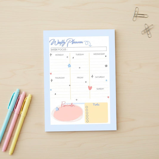 Weekly planner | Blue | A5 notepad