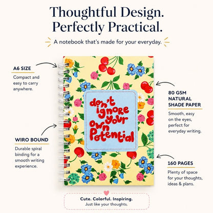A6 Spiral Notebook – [Cherry Garden] | 160 Pages | 80 GSM | Hardcover | Unruled