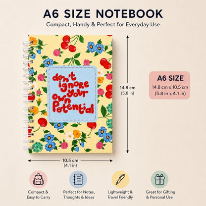 A6 Spiral Notebook – [Cherry Garden] | 160 Pages | 80 GSM | Hardcover | Unruled