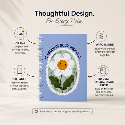 A6 Spiral Notebook – [Sunny] | 160 Pages | 80 GSM | Hardcover | Unruled