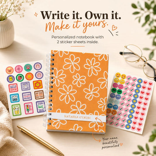 Notebook | Personalized with Name | 150 Pages, Hardcover | Apricot