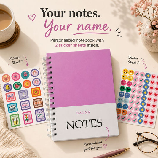 Notebook | Personalized with Name | 150 Pages, Hardcover | Mauve