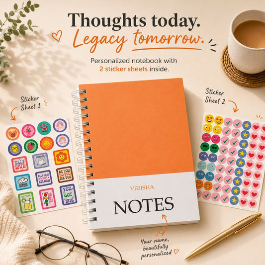 Notebook | Personalized with Name | 150 Pages, Hardcover | Peach