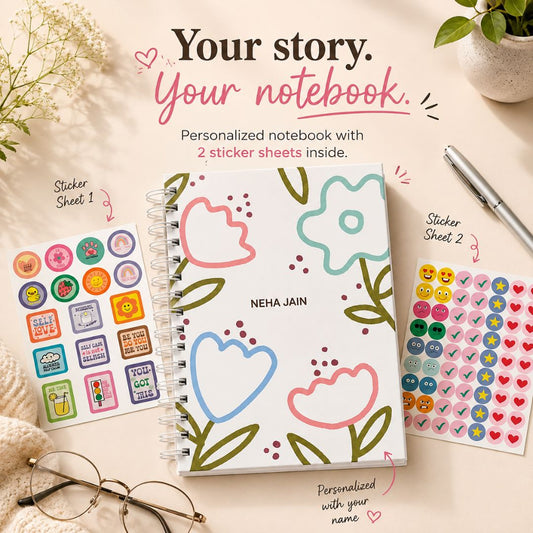 Notebook | Personalized with Name | 150 Pages, Hardcover | Spring Bloom