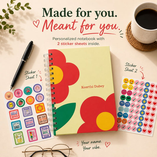 Notebook | Personalized with Name | 150 Pages, Hardcover | Sunny