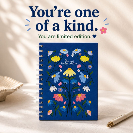 Pocket Notebook – [Flowers - Blue] | 160 Pages | 80 GSM | Hardcover | Unruled