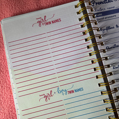 Twin Pregnancy Journal - 9 Months Journal | Personalized with name | Blessed with two