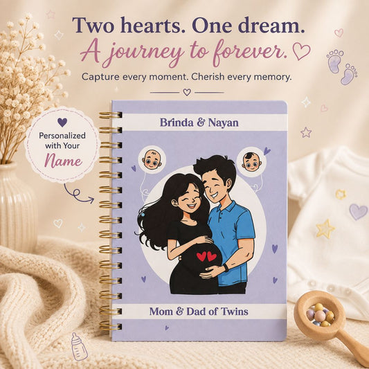 Twin Pregnancy Journal - Name personalized | Desgined for 9 months (Blessed with two)