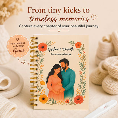 Pregnancy Journal - Personalized with name | Designed for 9 months (Awaiting your arrival)